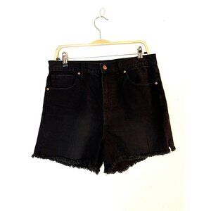 Celebrity Pink Black High-Rise Raw Hem Shorts Size 13/31